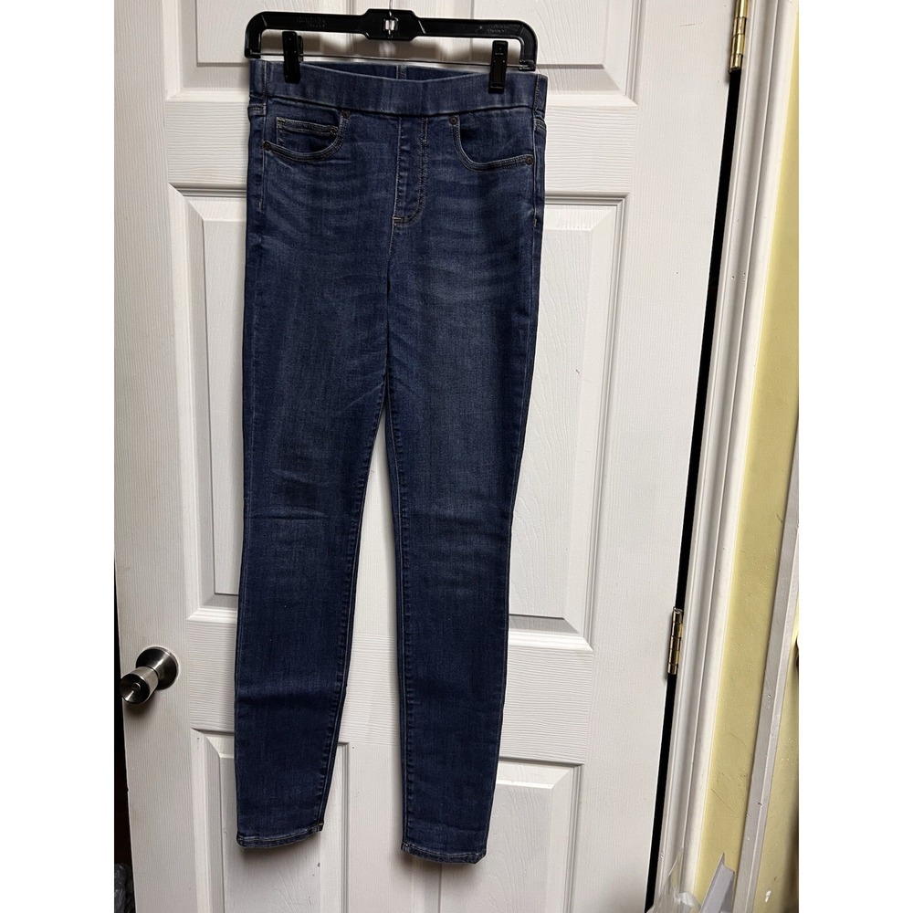 Lands End Womens 4 Mid Rise Pull-On Skinny Jean Jeggings Dark Indigo Blue